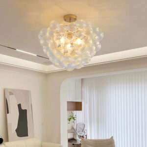 23.6-Inch Gold Ceiling Pendant Light with Threaded Clear Glass Globe Shade – Ideal for Living Room, Dining Room, Kitchen (Non Adjustable Height, No Bulbs)
