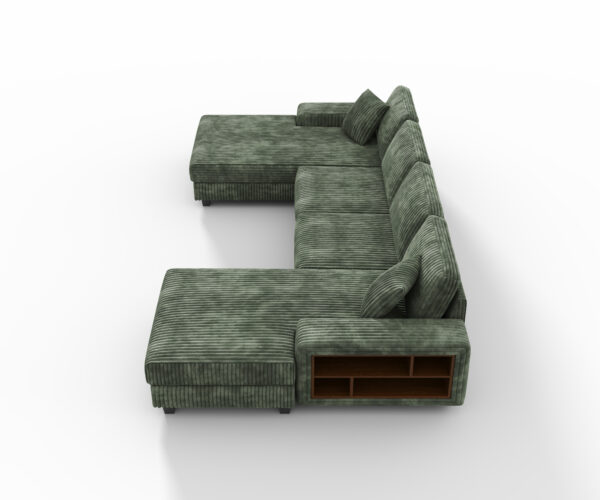 Convertible U-shaped Combination Sofa, Corduroy Fabric, Modern Comfortable Large Size 4 Seat Sofa, Living Room Double Lounge Chair ,Green
