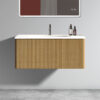 U088-Etna36W-306 Etna 36"Striped Natural Oak Bathroom Vanity with White Ceramic Sink, Wall Mounted Floating Bathroom Vanity for Modern Bathroom, One-Piece White Basin without Drain, Pre-assembled