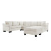 Sectional Sofa 111.8" U-shaped Sofa Chenille Upholstered Sofa Couch with Movable Storage Ottoman for Living Room, White