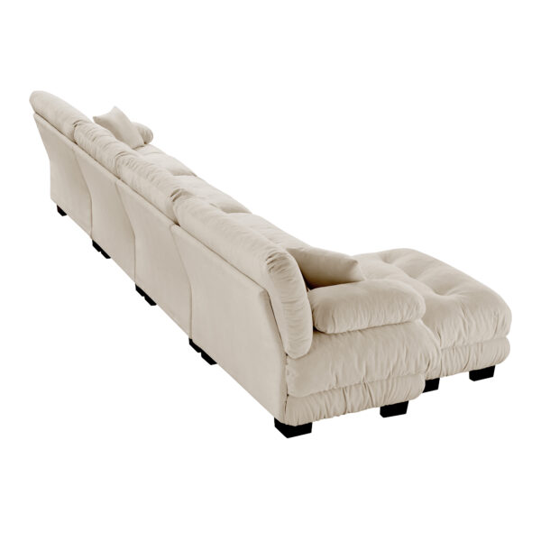 4cf7dc3293634b12bcbde2fe6d62109f_b0e2d7f1f04695af83baadb2a740e81e Free Combination, Modular Sectional Sofa,L Shaped Couch for Living Room, 4-Seater Comfy Cloud Couch with Convertible Ottoman, , Chenille Light coffee