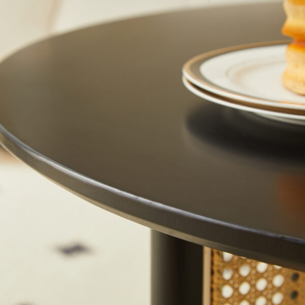 4d2f660c252a4ce1a4c36176467bafb5_e8eb43ea19f919602d71523fe755741b Mid-century wooden coffee table with PE cane stand, 31.5-inch round solid wood Bohemian style coffee table, unique central cocktail table for living rooms, apartments and offices