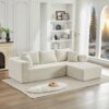 106" Cloud Sectional Couch L-Shape with Right Facing Chaise(Single Seat is not included),Deep Seat Modern Modular Sofa for Living Room,No Assembly Required,Beige (Plush Corduroy Fabric),SF502BG-RFC