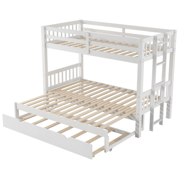 Twin over Pull-out Bunk Bed with Trundle, White(Old SKU:SM000301AAK-1)