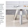 A 42-inch stainless steel leg round table with a marble top is suitable for use by four or six people