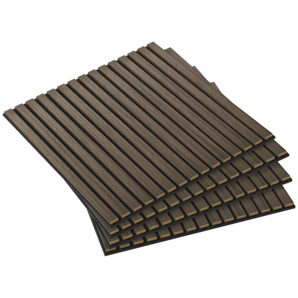 4dd499e5df3a43179b9222cda9c49b4f_667eddc7965fc6136918b116dfe9a429 HOMCOM 4 Pack 3D Faux Wood Wall Panels, 24" x 24" Sound Absorbing Acoustic Panels, Wood Slat Wall Panels for Interior Wall Decor, Ceiling, Walnut