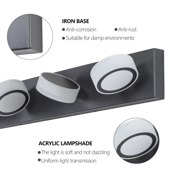 (Same as W1340110595/L2010) 45" Modern 6-Light LED Vanity Light, Sleek Black Bathroom Wall Light Fixture for Mirror, Shower, and Bathroom Decor