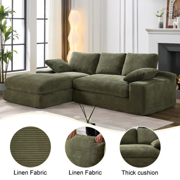 99*69" Modular Sectional Living Room Sofa Set, Modern Minimalist Style Couch, Upholstered Sleeper Sofa for Living Room, Bedroom, 2 PC Free Combination, Installation-free Sofa, L-Shape, Army Green