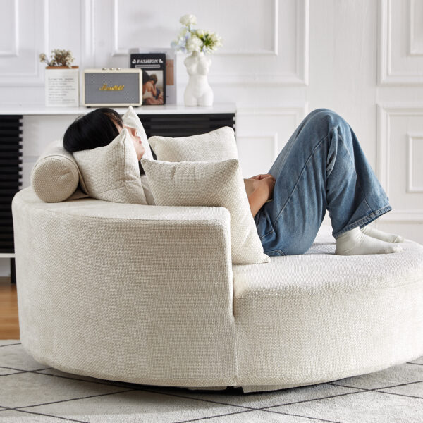 4eb462a016ad41d092e7b7e0ea477726_7033d637752b568f6678423090c12db0 55''L Chenille Foam Single Swivel Chair, Fluffy Modern Sleeper, 360 Degree Swivel Chair for Living Room, Bedroom, Lounge and Projection Room