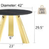 The 42-inch stainless steel gold-plated flamed granite round table with seating for 4 or 6 people is perfect for dining, entertaining, or as a conference table