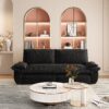 73.2" Queen Pull Out Sofa Bed,3-in-1 Convertible Sleeper Sofa,Multi-Functional Velvet Loveseat Bed,Black(Old Sku:W1885P154641/W1885P214788)