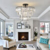 (Same as W1340110374/L5011) 20" Black Crystal Chandelier Ceiling Light, Modern Luxury 10-Light Flush Mount Light Fixture, Elegant Home Lighting for Living Room, Dining Room, Bedroom (No Bulbs)