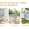GRHeavy-Duty Iron Hanging Chair with Wicker Weave – Single Person Swing for Indoor/Outdoor (Gray)