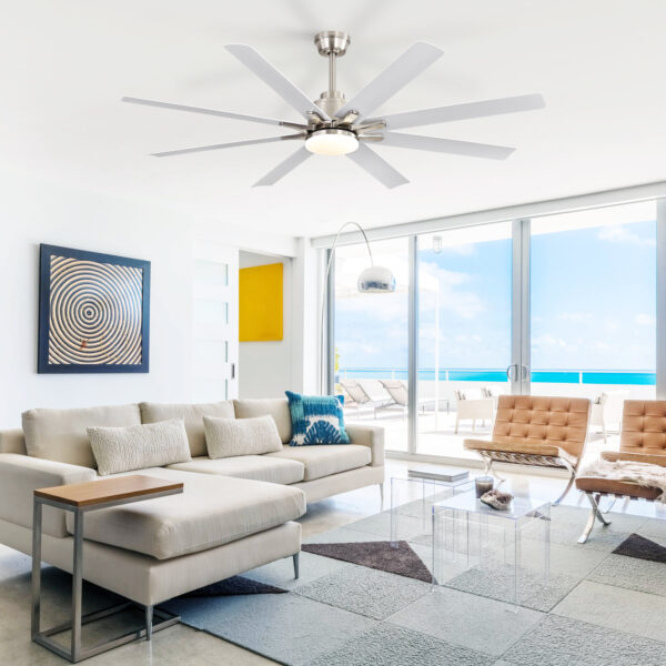 52-Inch Smart Ceiling Fan With Lights,6 Wind Speed,With 8 Black ABS Blades,Voice Remote,Fan For Bedroom,Living Room,Patio,Kitchen,etc