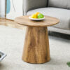 Natural Wood Grain MDF Round Coffee Table - 21.6" Diameter, 19.7" Height.Natural Wood Grain Texture Sticker,Exquisite Wood Grain Surface,Flexible MatchingMRound Tabletop Design.