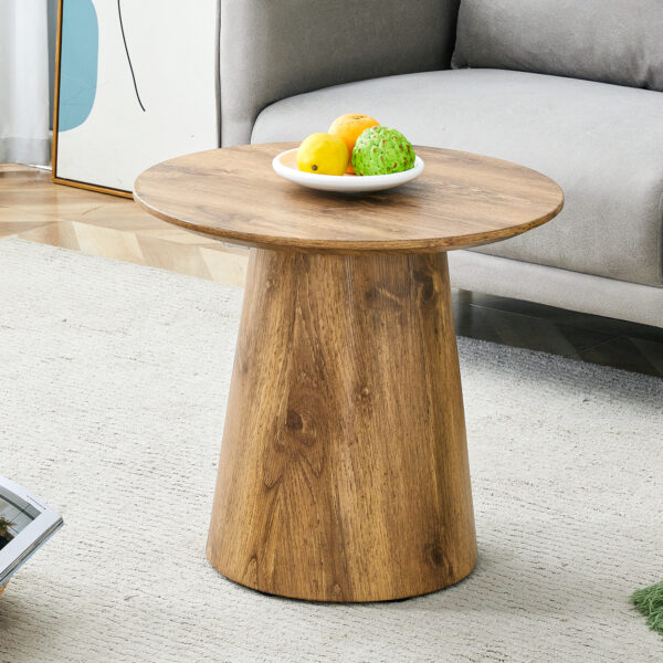 5062d68c6dc4449e80f9fcbe6a851d4d_bb10787d66fb09738e0ad5b78039844b Natural Wood Grain MDF Round Coffee Table - 21.6" Diameter, 19.7" Height.Natural Wood Grain Texture Sticker,Exquisite Wood Grain Surface,Flexible MatchingMRound Tabletop Design.