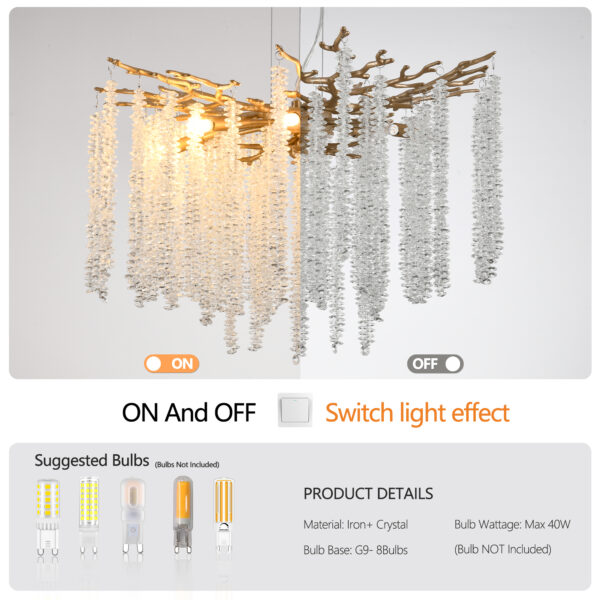 24-inch Modern Golden Pendant Light with Cascading Crystal Strands, Ideal for Living Room, Dining Room and Foyer, High-End Decorative Lighting Fixture (Bulb Not Included)
