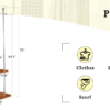 70" Industrial Coat Rack, Solid Wood & Silver Stainless Steel Clothing Rack, Double Layer Hanger for Coats, Hats, Bags, Shoes, Vintage Wood Grain (34.6" Wide)