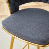 Two-piece rotating swivel chair, Dark gray cotton and linen soft seat, golden metal legs, rust-proof and wear-resistant, suitable for restaurant/bar high tables, lightweight single unit