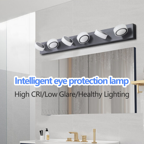 (Same as W1340110595/L2010) 45" Modern 6-Light LED Vanity Light, Sleek Black Bathroom Wall Light Fixture for Mirror, Shower, and Bathroom Decor