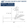 48 Inch Indoor Wood Ceiling Fan With Light 3 Solid Wood Blades Remote Control Reversible DC Motor For Living Room