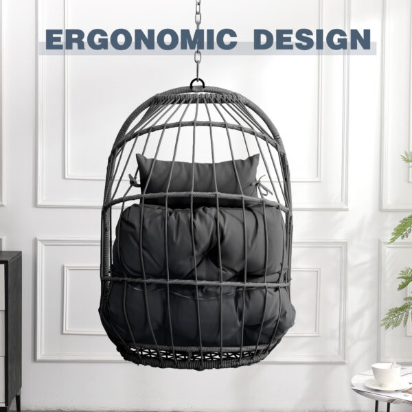 5397746ad0ca4d5780f5d98fff147bd2_8d32a26ccb9037e336ad537ab22cbaa3 Outdoor garden rattan egg swing chair hanging chair PE hanging chair gray