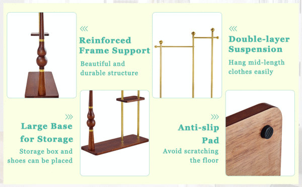 544cb6e2093141c5a03ab38473fa158f_6ff9095701cb94dbf47b5ff6186c2d2f 70" Tall Industrial Coat Rack for Entryway, Solid Wood & Stainless Steel Clothing Rack, Double Layer Hanger for Coats, Hats, Bags, Scarves, Shoes Storage, Vintage Wood Grain & Metal, Heavy Duty