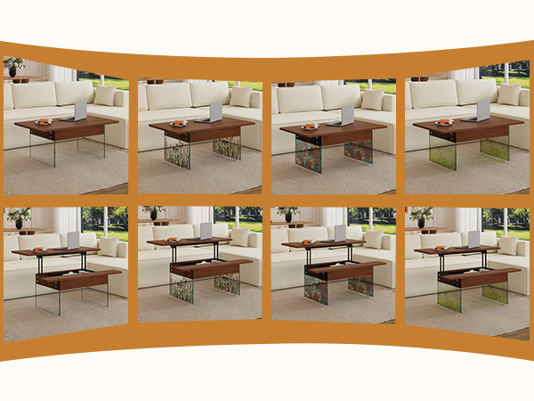 54f702b924a1411a90653dc81d18b8ad_b4ebb8392287792f49d7782542317501 Multifunctional Lift Top Coffee Table -Dark Wood Color Grain Sticker, Essential for Modern Homes.Tempered Glass Legs,Lift Top Feature.Perfectly Fitting Into Living Rooms And Office.