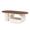 Luxury Oval Coffee Table, 47.24'' Coffee Table with Storage Drawer, White Metal Center Table for Living Room