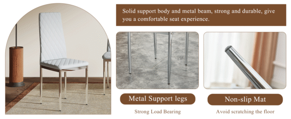 550f5edd664d4fc9a3fd52d65a298013_d9d85df20a2a83d104944361af1314b6 Modern Style Dining Chairs Set of 6 in Light Gray, Essential for Minimalist Homes.Meeting Family Dining Needs,PU Material Seat,Silver Metal Legs,Blending into Various Home Environments.W1151107277