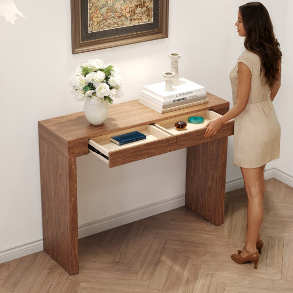 5538224548884d79bb78b48702867a2d_585634c95dd74ecd810b7213ae4eabd3 Elegant Dark Wood Grain Bar Table-50 Inches Long, a Practical Choice for Modern Homes.Dark Wood Grain Texture Sticker,Equipped With Two Drawers.Serving As A Bar Table Or A Desk.
