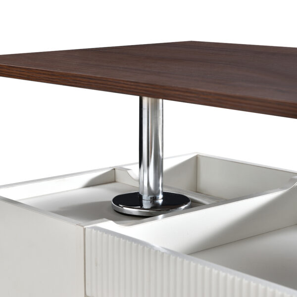 U-Can Adjustable End Table with Wheels, Modern Multifunctional Sofa Side Table with Lift-Top, 360°Rotating Top and Storage Space for Living Room, Small Space