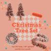GO 4-Pieces Set Artificial Christmas Tree, Brown Needles with flocking, with Warm Lights, pine cones and berries, Artificial Tree for door and fireplace