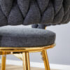 Two-piece rotating swivel chair, Dark gray cotton and linen soft seat, golden metal legs, rust-proof and wear-resistant, suitable for restaurant/bar high tables, lightweight single unit