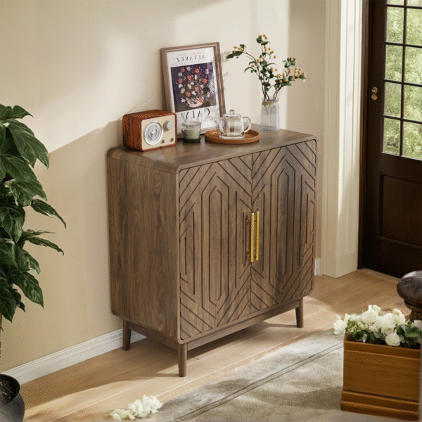 Sideboard Buffet Cabinet With Storage ,Carved 2 Door Sideboard,Multifunctional Accent Cabinet With Adjustable Layer Board For Living Room, Entryway, Hallway, Office, Kitchen and Dining Room