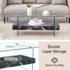 43.3 Inch Modern Two-Tier Coffee Table - An Elegant Combination of Clear Glass and Black Marble Pattern.It can be used not only as a coffee table but also as a side table or display stand.