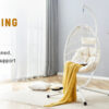 Heavy-Duty Iron Hanging Chair with Wicker Weave – Single Person Swing for Indoor/Outdoor (White)