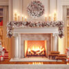 GO 4-Pieces Set Artificial Christmas Tree, Brown Needles with flocking, with Warm Lights, pine cones and berries, Artificial Tree for door and fireplace