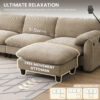 [VIDEO Provided] 108" Modular Sectional Sofa, L-Shape with 31.5" Extra-Wide Seat Cushion, USB and Type-C Charger, Phone Holder and 2 Side Storage Pockets, Free Movement Ottoman, Striped Chenille