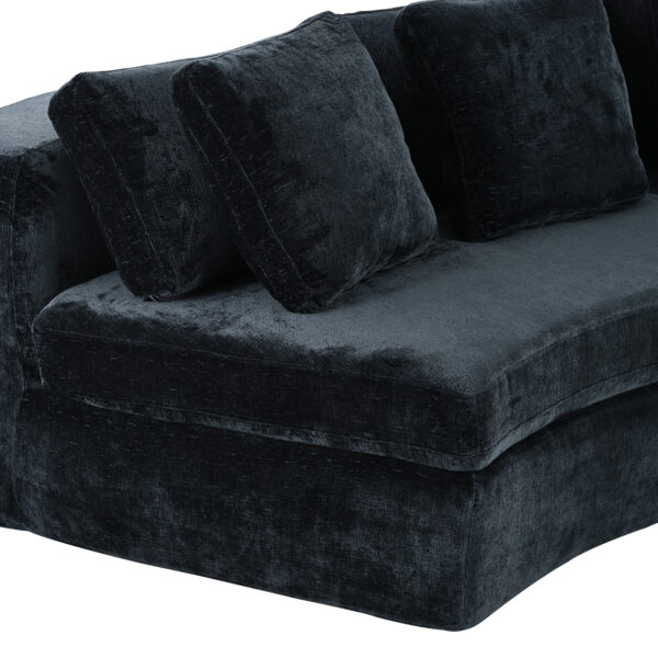 U_Style 115.7" Pure Foam Modular Sofa, 2-Piece Set with 5 Cushions, 4-Seater, Chenille Jacquard Fabric, Curved Design, No Assembly Required, Soft Upholstered Sofa for Living Room & Bedroom