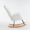 055-Teddy Fabric Upholstered Nursery Rocking Glider Chair Modern Accent Armchair Padded Seat with High Backrest and Pillow for Living Room Bedroom (Ivory)