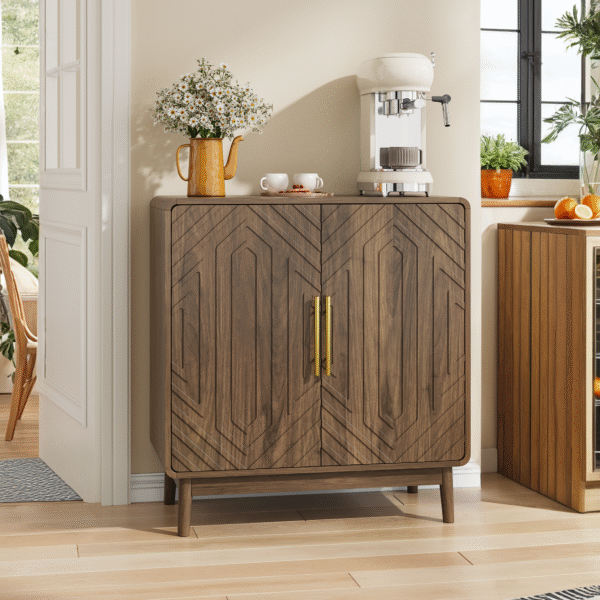 Sideboard Buffet Cabinet With Storage ,Carved 2 Door Sideboard,Multifunctional Accent Cabinet With Adjustable Layer Board For Living Room, Entryway, Hallway, Office, Kitchen and Dining Room