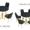 The 42-inch stainless steel gold-plated flamed granite round table with seating for 4 or 6 people is perfect for dining, entertaining, or as a conference table