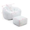 Giant Bean Bag Chair withFootstool, Oversized Bean Bag  for Adults and Kids, Faux Fur Shell-Shaped Large Chair with Filler, Stuffed Big Accent Sofa,  Floor Sofa for Gaming,Reading Living Room Bedroom