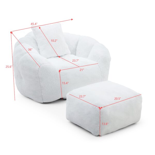 5a01239e1bb0420b8391c23d07769852_fbbde4fda8559a22fa087c349a33b151 Giant Bean Bag Chair withFootstool, Oversized Bean Bag for Adults and Kids, Faux Fur Shell-Shaped Large Chair with Filler, Stuffed Big Accent Sofa, Floor Sofa for Gaming,Reading Living Room Bedroom