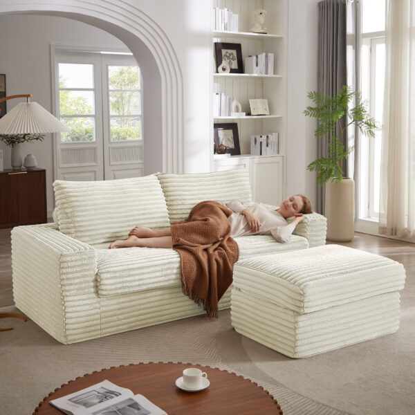 5a277c23d7c049af9284e698c575695a_e88869279b64ba26524463586c022d5a Luxurious Sectional Sofa,Corduroy L-Shaped Couch with Movable Ottoman, Oversized Comfy Couch with Zippered Backrest for Living Room,Apartment,Office