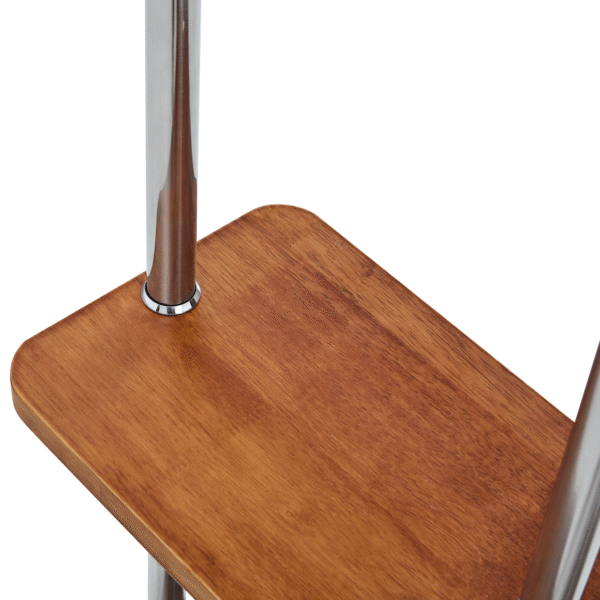 70" Industrial Coat Rack, Solid Wood & Silver Stainless Steel Clothing Rack, Double Layer Hanger for Coats, Hats, Bags, Shoes, Vintage Wood Grain (34.6" Wide)