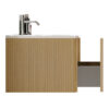 U088-Etna36W-306 Etna 36"Striped Natural Oak Bathroom Vanity with White Ceramic Sink, Wall Mounted Floating Bathroom Vanity for Modern Bathroom, One-Piece White Basin without Drain, Pre-assembled