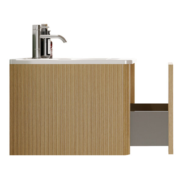 U088-Etna36W-306 Etna 36"Striped Natural Oak Bathroom Vanity with White Ceramic Sink, Wall Mounted Floating Bathroom Vanity for Modern Bathroom, One-Piece White Basin without Drain, Pre-assembled