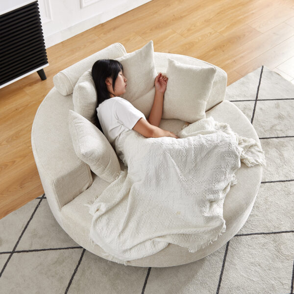 5aa82e62baa4490596f754e7a7c6670c_2700bcb20f3c035db451a8211e459b38 55''L Chenille Foam Single Swivel Chair, Fluffy Modern Sleeper, 360 Degree Swivel Chair for Living Room, Bedroom, Lounge and Projection Room